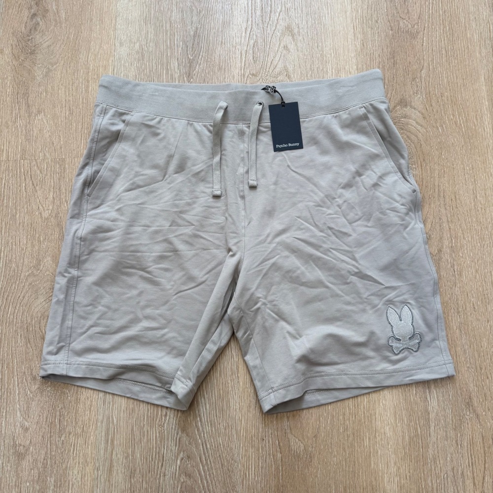 Psycho Bunny Walter Lightweight Sweatshort Mens XXL Oyster Grey Embroidered Logo